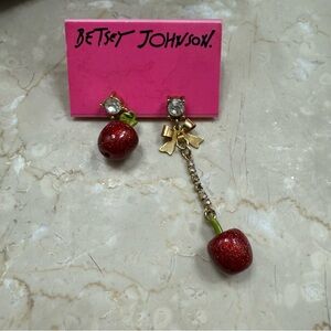 Betsey Johnson Apple Dangle Earrings